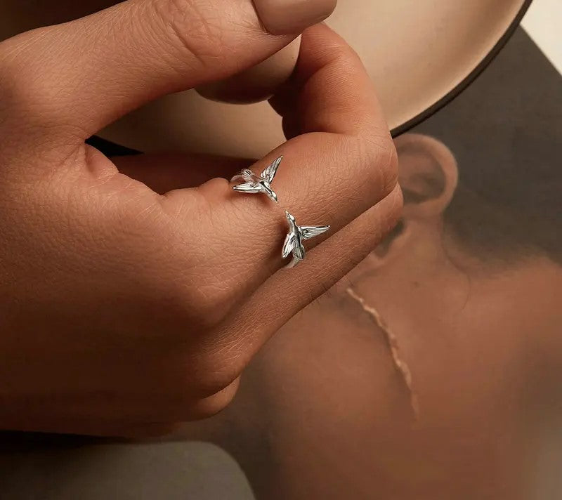 925 Sterling Silver Adjustable Bird Ring - TEA LU SHOP