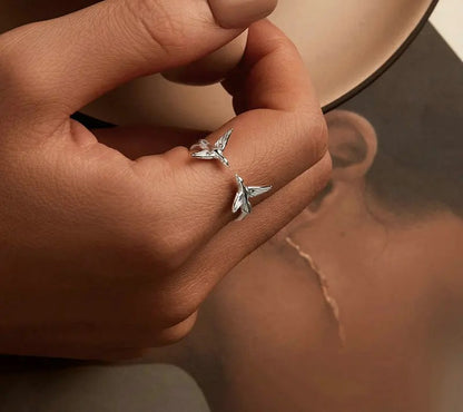 925 Sterling Silver Adjustable Bird Ring - TEA LU SHOP