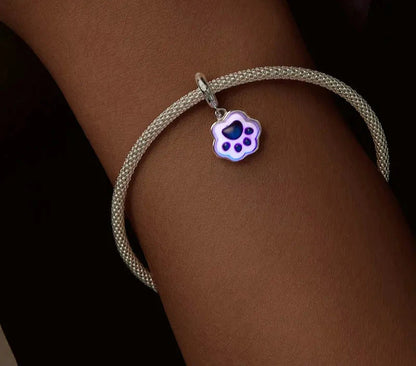 925 Sterling Silver Cute Pet Paws Charm