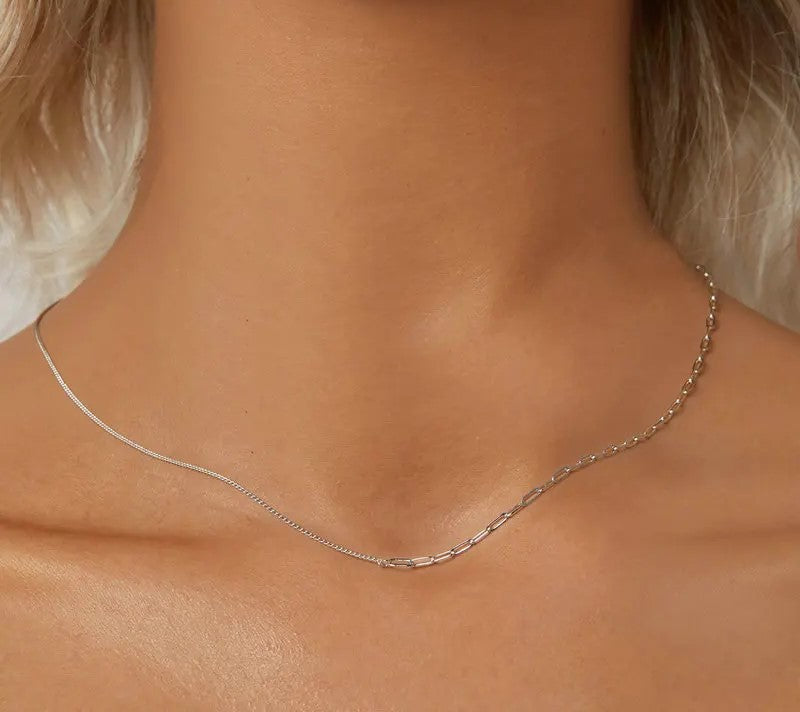 925 Sterling Silver White Gold Plated Simple Necklace - Shine Bright Store