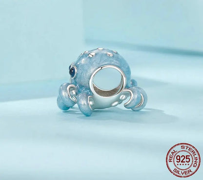 925 Sterling Silver Blue Enamel Octopus Charm - Shine Bright Store