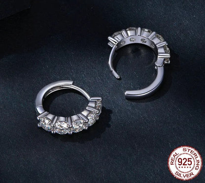 925 Sterling Silver Moissanite Hoop Earrings - TEA LU SHOP