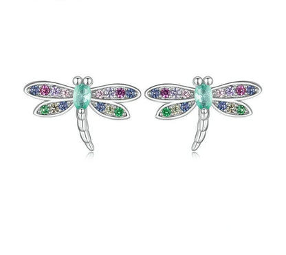 925 Sterling Silver Dragonfly Stud Earrings - TEA LU SHOP