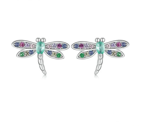 925 Sterling Silver Dragonfly Stud Earrings - TEA LU SHOP