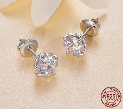 925 Sterling Silver Moissanite Stud Earrings - TEA LU SHOP