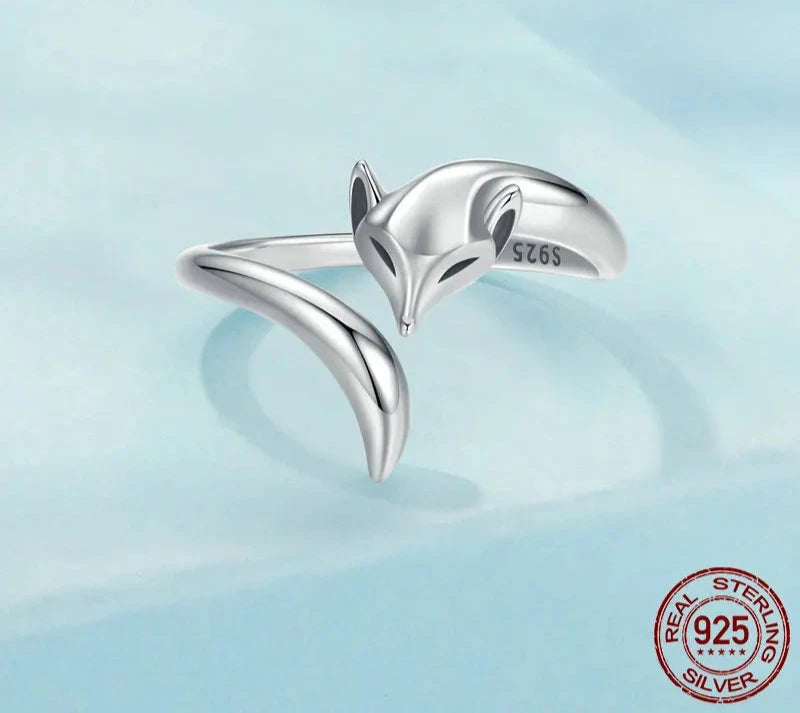 925 Sterling Silver Fox Ring