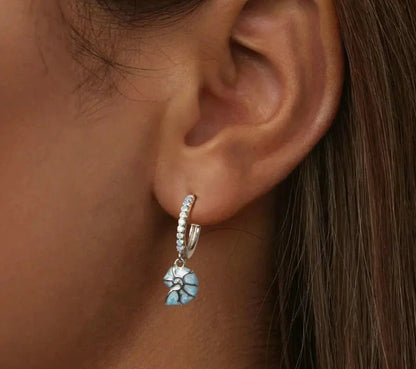 925 Sterling Silver Blue Conch Ear Buckles