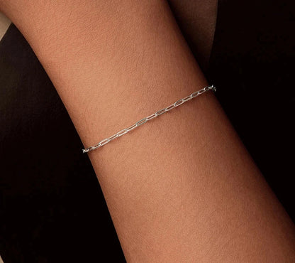 925 Sterling Silver Square Chain Bracelet