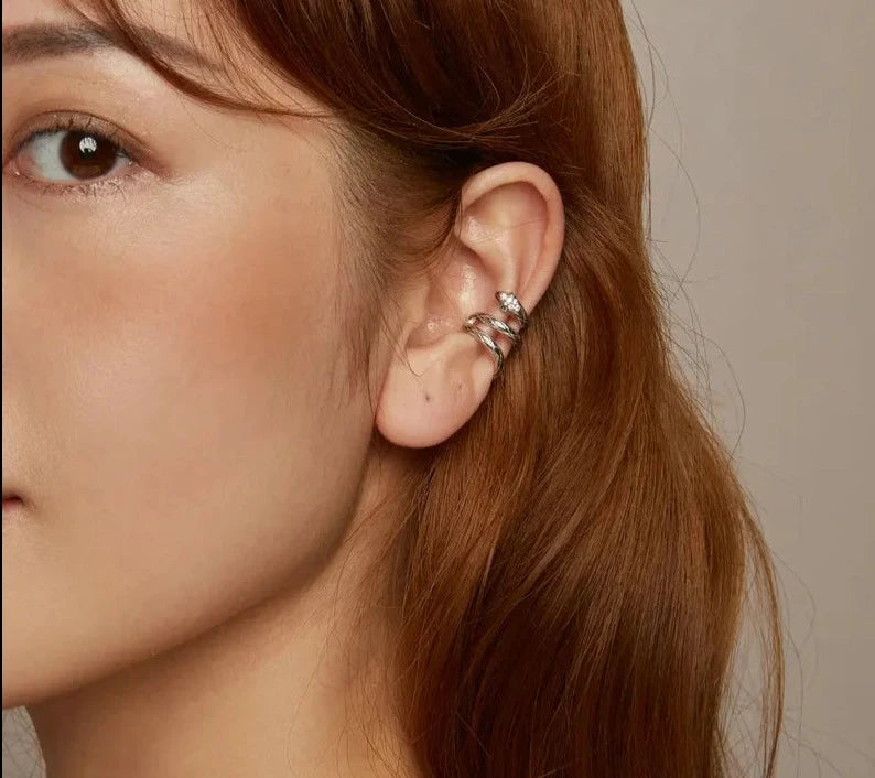 925 Sterling Silver Mono Snake Clip Earring