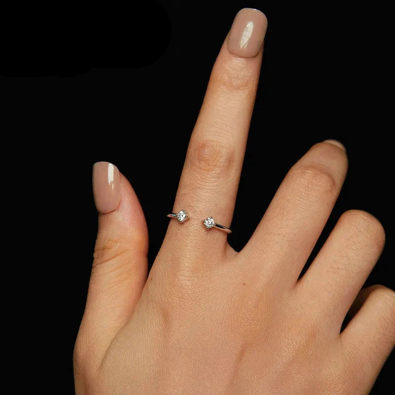 925 sterling silver Moissanite Adjustable Ring