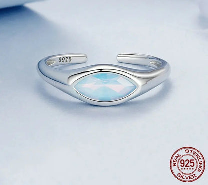 925 Sterling Silver Adjustable Evil Eye Ring - TEA LU SHOP