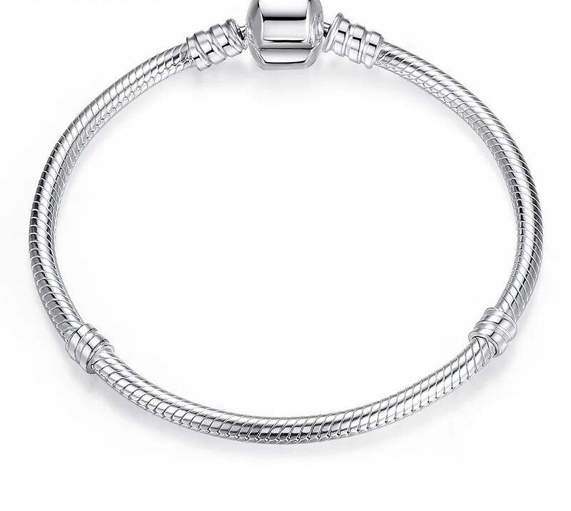 925 Sterling Silver Classic Snake Bracelet - TEA LU SHOP