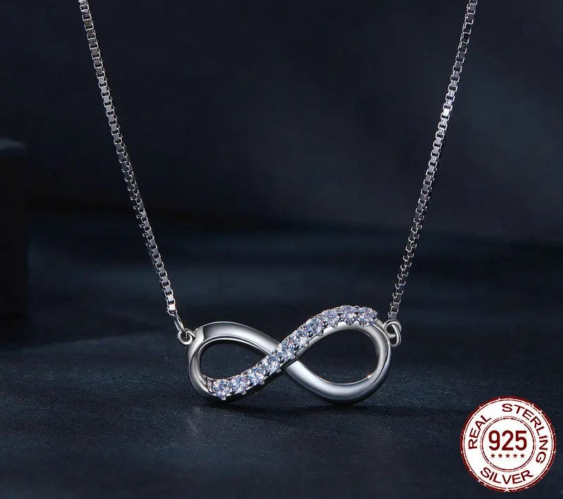 925 Sterling Silver Moissanite Infinite Love Necklace - TEA LU SHOP