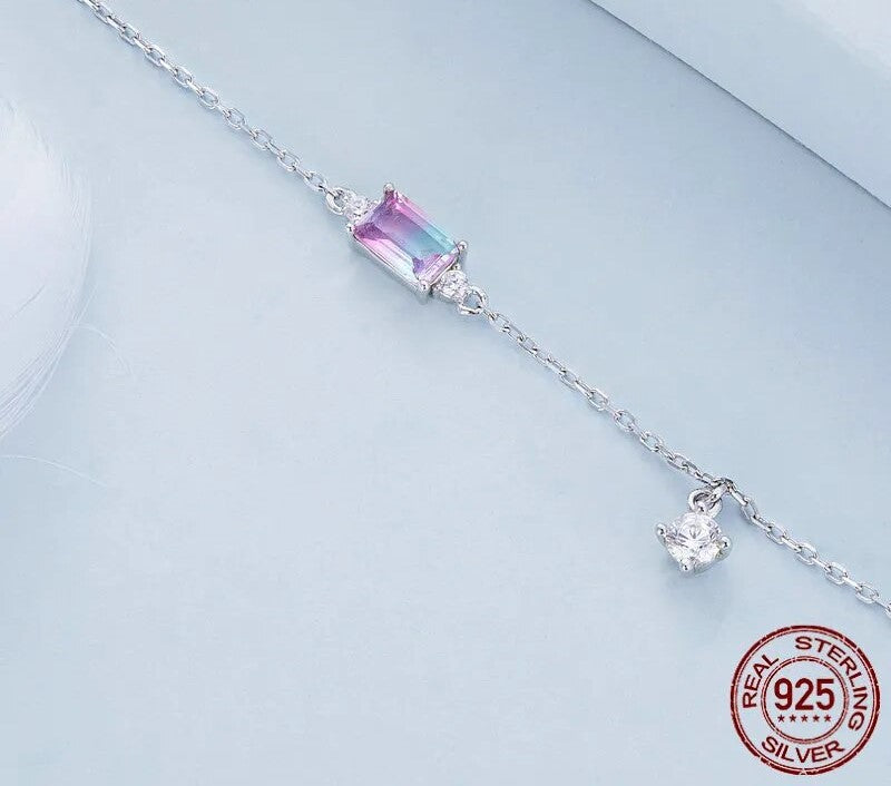 925 Sterling Silver Synthetic Tourmaline Bracelet - TEA LU SHOP
