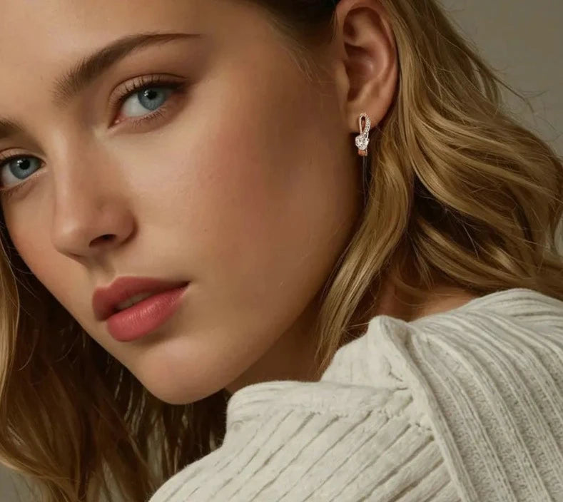Heart CZ Hoop Earrings