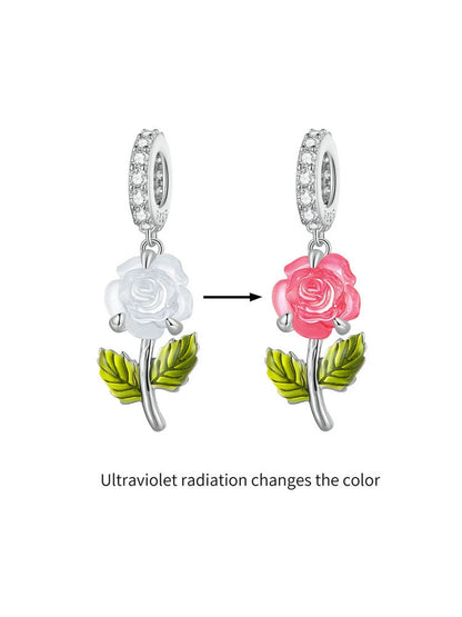 925 Sterling Silver Rose Flower Charms - TEA LU SHOP