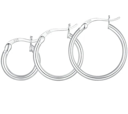 925 Sterling Silver Classic Hypoallergenic Hoop Earrings - TEA LU SHOP