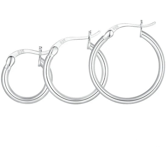 925 Sterling Silver Classic Hypoallergenic Hoop Earrings - TEA LU SHOP