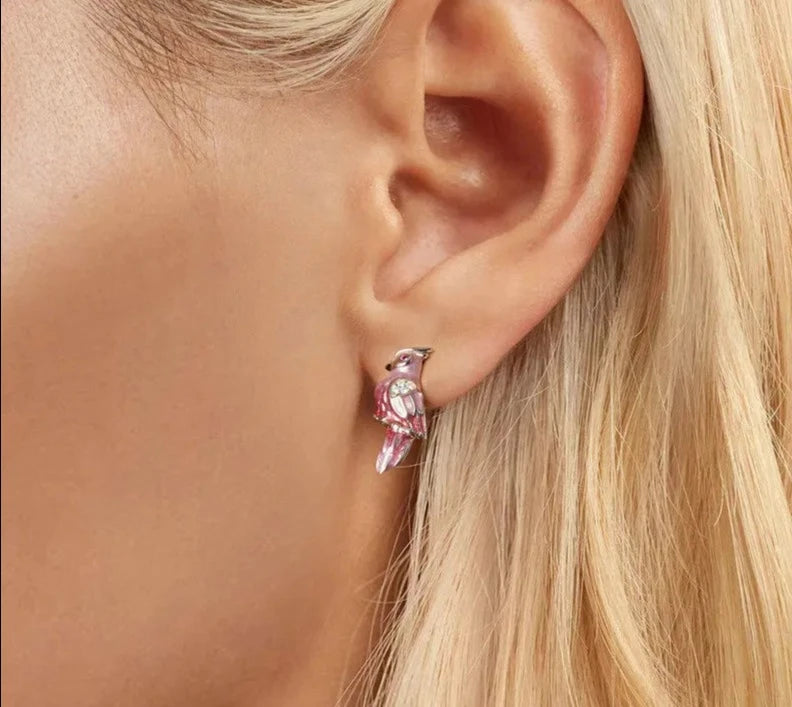 925 Sterling Silver Cute Parrot Ring and Earrings