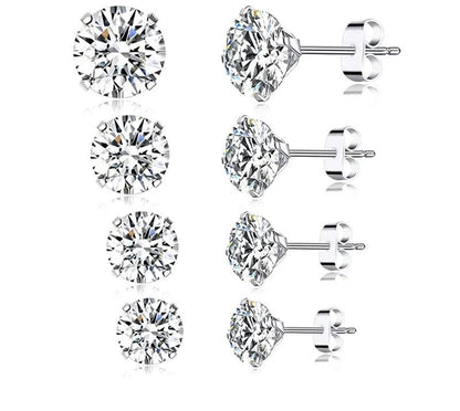 925 Sterling Silver Zirconia Stud Earrings - TEA LU SHOP