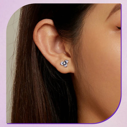 925 Sterling Silver Purple Enamel Stud Earrings - TEA LU SHOP