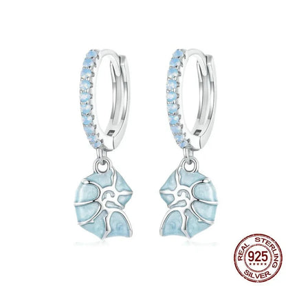 925 Sterling Silver Blue Conch Ear Buckles