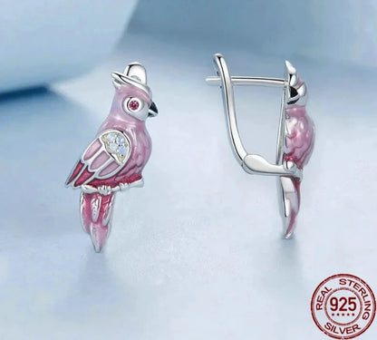 925 Sterling Silver Cute Parrot Ring and Earrings