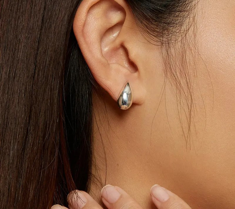 925 Sterling Silver Glossy Waterdrop Earrings - TEA LU SHOP