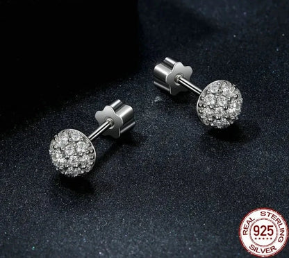 White Gold Plated Hemisphere Moissanite Stud Earrings