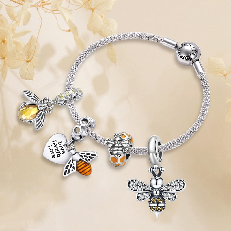 925 Sterling Silver Bee Charms