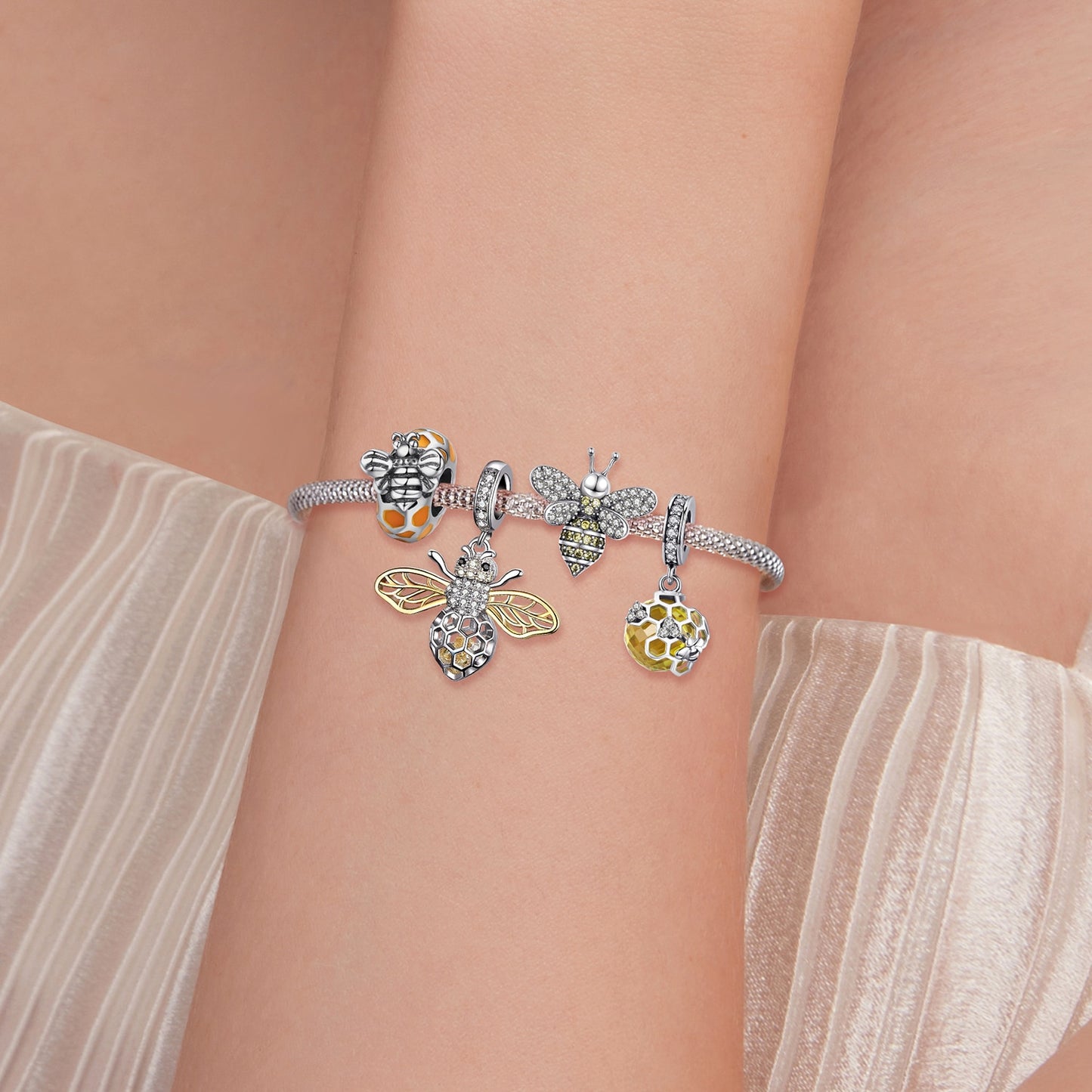 925 Sterling Silver Bee Charms