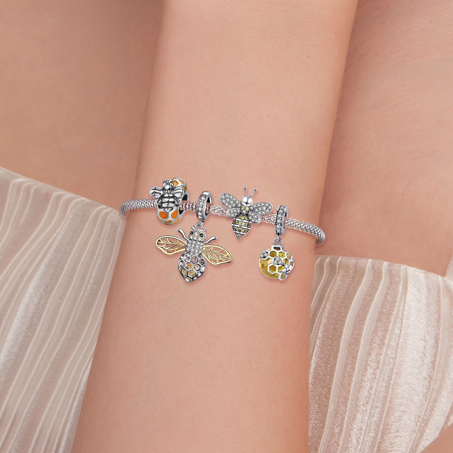 925 Sterling Silver Bee Charms