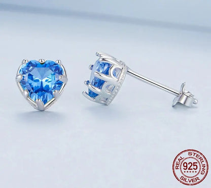 925 Sterling Silver Heart Stud Earrings - TEA LU SHOP