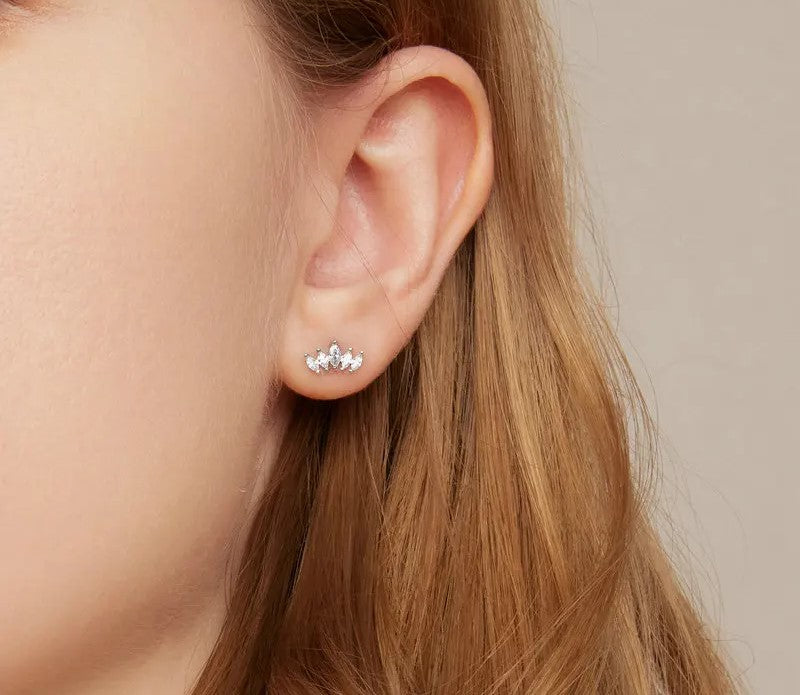 925 Sterling Silver Fashion Sparkling Stud Earrings - TEA LU SHOP