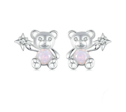 925 Sterling Silver Cute Bear Stud Earrings - Shine Bright Store