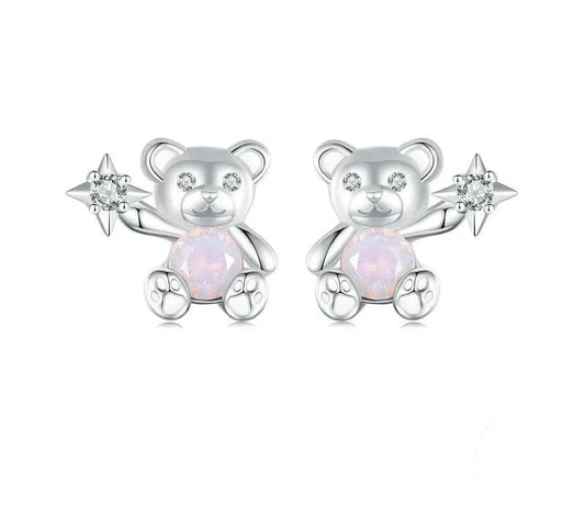 925 Sterling Silver Cute Bear Stud Earrings - Shine Bright Store