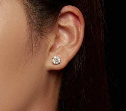 925 Sterling Silver Moissanite Stud Earrings - TEA LU SHOP