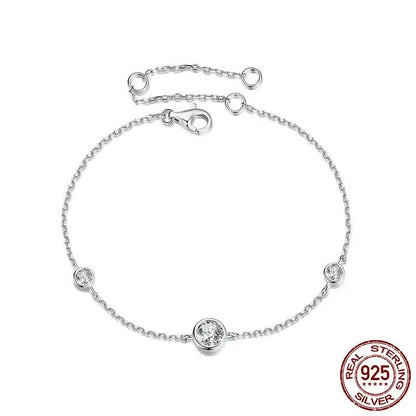 925 Sterling Silver Bezel Starry Moissanite Chain Bracelet
