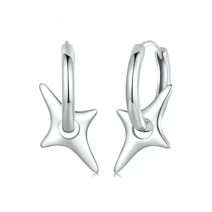 925 Sterling Silver Starry Hoop Earrings