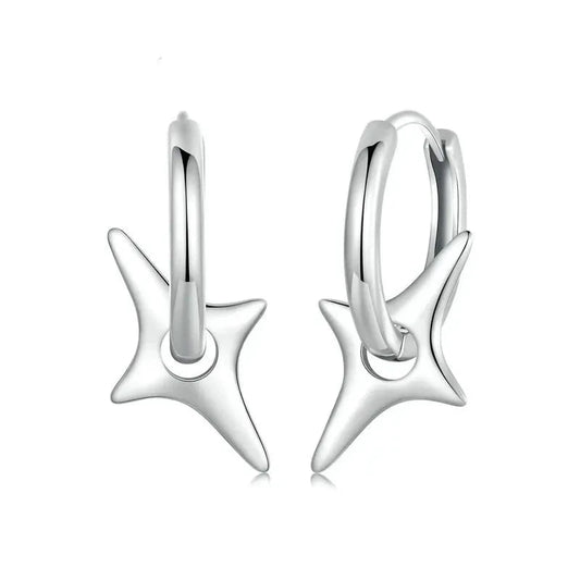 925 Sterling Silver Starry Hoop Earrings