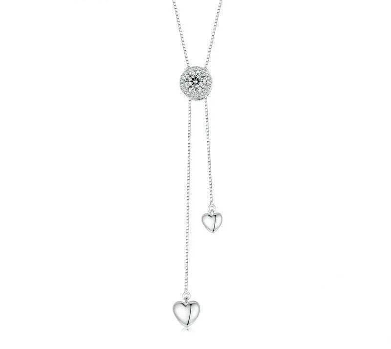 925 Sterling Silver Lariat Minimalist Moissanite Necklace - Shine Bright Store