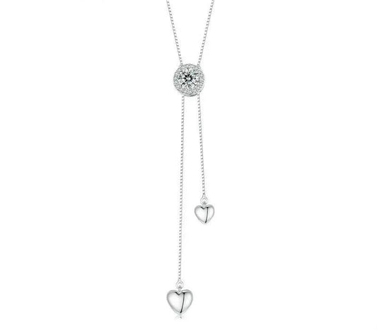 925 Sterling Silver Lariat Minimalist Moissanite Necklace - Shine Bright Store