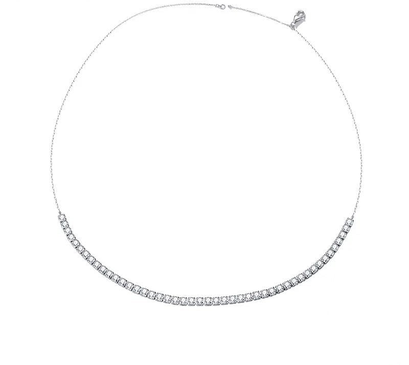 925 Sterling Silver Round Cubic Zircon Necklace - TEA LU SHOP