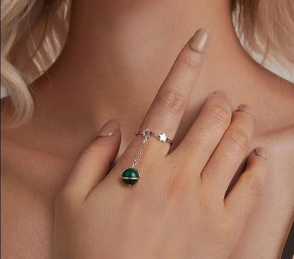 925 Sterling Silver Natural Malachite Ring