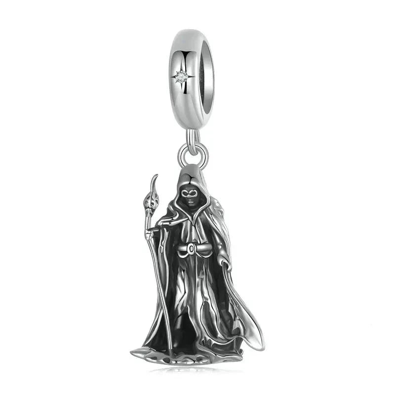 925 Sterling Silver Wand-wielding Grim Reaper Pendant