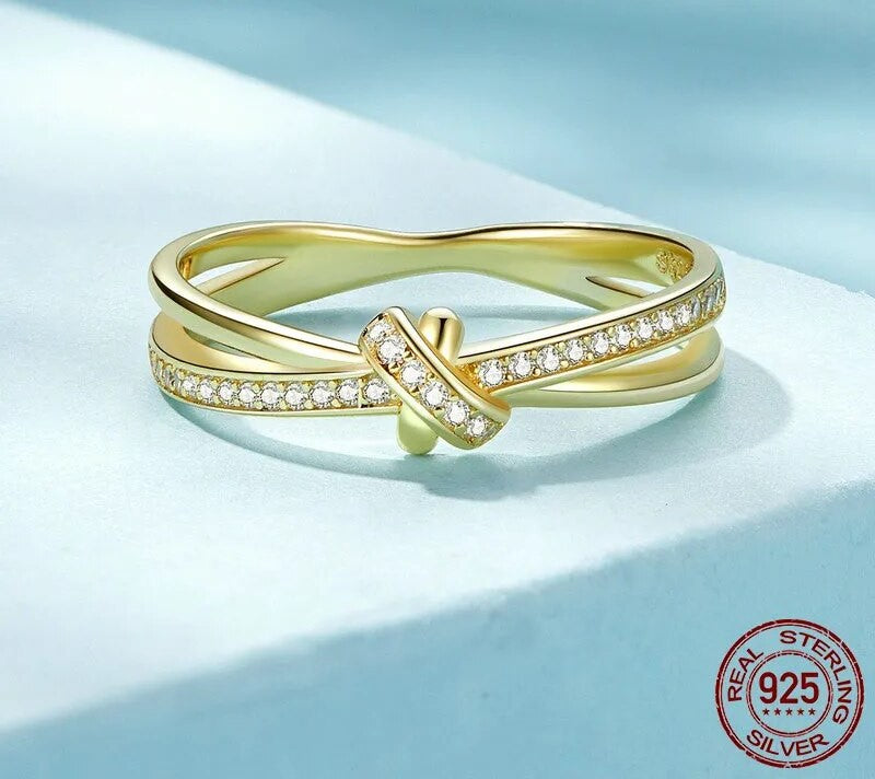 925 Sterling Silver Double Layer Knot Ring - TEA LU SHOP