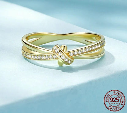 925 Sterling Silver Double Layer Knot Ring - TEA LU SHOP