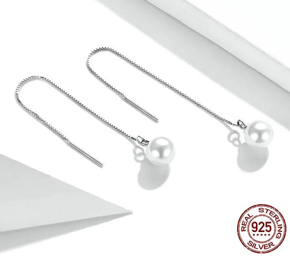 925 Sterling Silver Elegant Long Tassel Drop Earrings - TEA LU SHOP