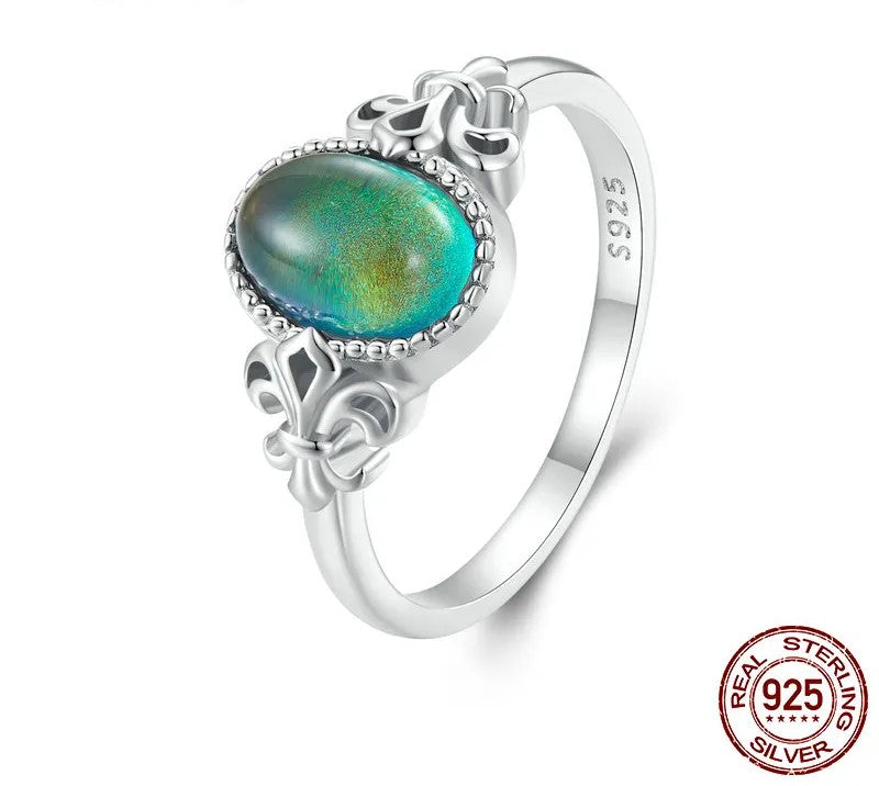 925 Sterling Silver Oval Stone Ring - TEA LU SHOP