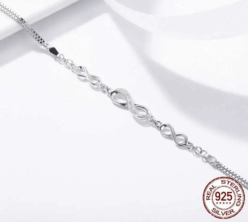 925 Sterling Silver Infinity Love Bracelet - TEA LU SHOP